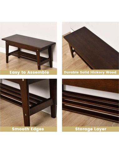 Banco de Zapatos CONSDAN de Madera Nogal Oscuro 2 Niveles