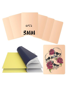 Kit de Práctica de Tatuaje Poseidon - 6 Pieles Silicona 15x20cm + 20 Papeles A4