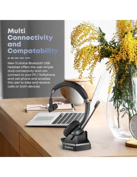 Auriculares Inalámbricos TruVoice BT55 con Micrófono y Cancelación de Ruido Auriculares Inalámbricos TruVoice BT55 con Micrófono y Cancelación de Ruido