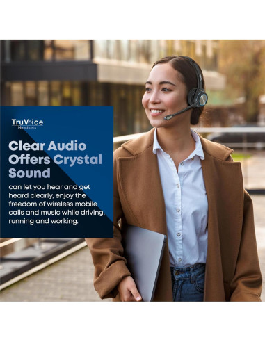 Auriculares Inalámbricos TruVoice BT55 con Micrófono y Cancelación de Ruido
