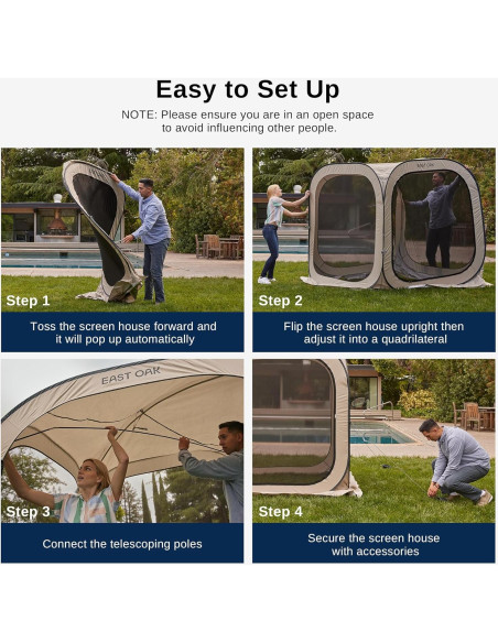 Carpa Pop-Up EAST OAK 4x4m Beige con Bolsa de Transporte