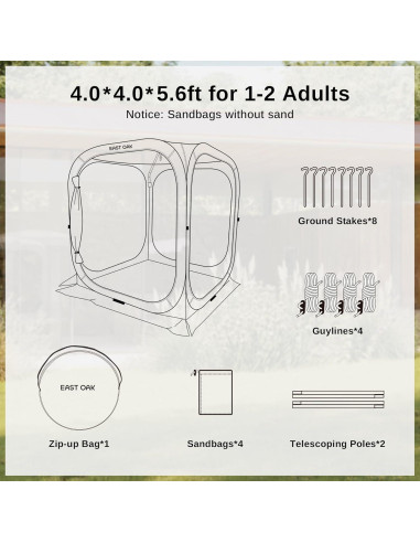 Carpa Pop-Up EAST OAK 4x4m Beige con Bolsa de Transporte