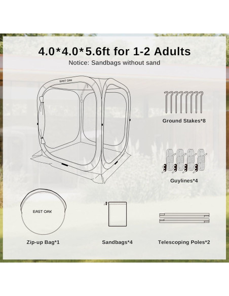 Carpa Pop-Up EAST OAK 4x4m Beige con Bolsa de Transporte