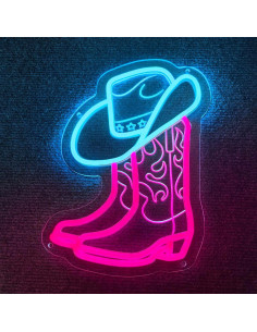 Luz de neón de vaquero SHIDASIGN - Sombrero y botas 35x26 cm 2