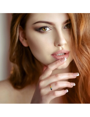 Anillo Fidget Antiansiedad WOSCCOWT Plata Esterlina S925 Azul