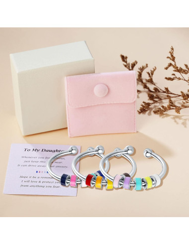 Anillo Fidget Antiansiedad WOSCCOWT Plata Esterlina S925 Azul