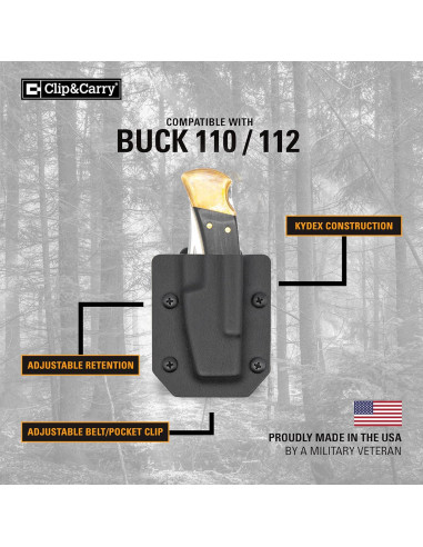 Funda Kydex Clip & Carry para Cuchillo Buck 110/112 - Marrón