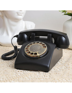 Teléfono de línea retro Sangyn RT01 Negro con timbre mecánico 2