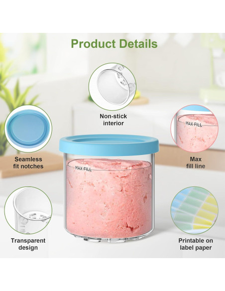 Paquete de 4 Contenedores de Pintura Ninja Creami 473ml Azul