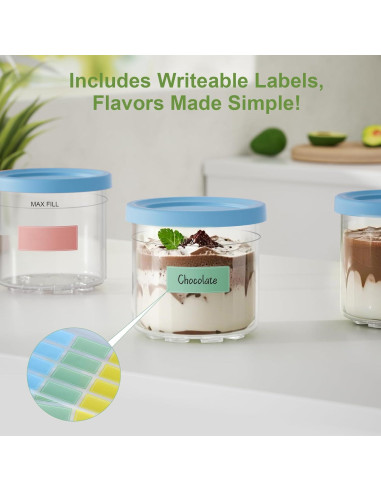 Paquete de 4 Contenedores de Pintura Ninja Creami 473ml Azul