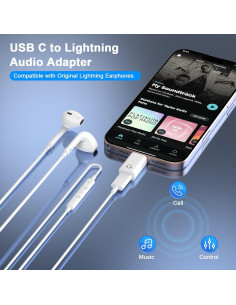 Adaptador de Audio Lightning a USB-C WAMAXLINK para iPhone 16/15 2