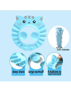 Gorro de Ducha para Bebé PENINSULA LOVE Ajustable EVA Rosa/Verde/Azul/Amarillo 2