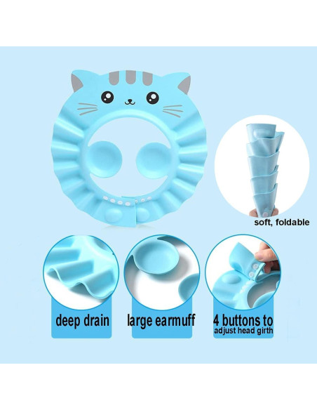 Gorro de Ducha para Bebé PENINSULA LOVE Ajustable EVA Rosa/Verde/Azul/Amarillo