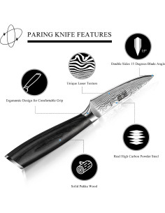 Cuchillo de Pelar HOSHANHO 9.5 cm Acero Carbono Mango Pakkawood 2