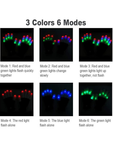 Guantes LED Luwint Iluminados para Fiestas - 6 Modos de Luz