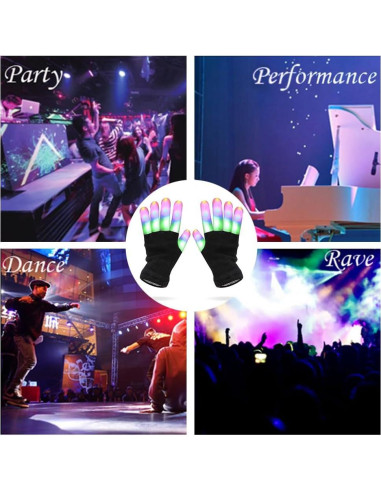 Guantes LED Luwint Iluminados para Fiestas - 6 Modos de Luz