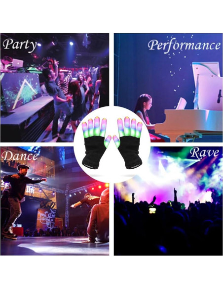 Guantes LED Luwint Iluminados para Fiestas - 6 Modos de Luz