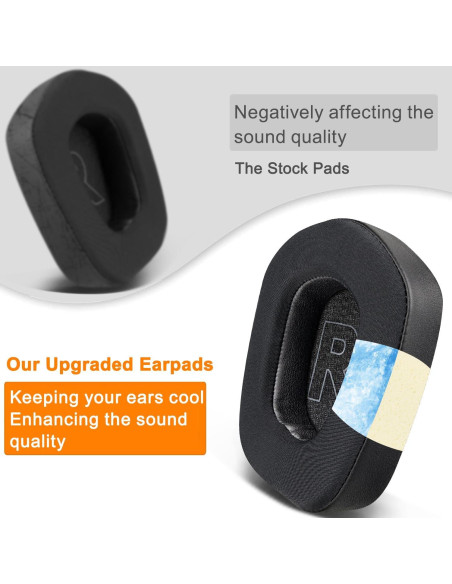 Almohadillas de Gel Refrigerante SOULWIT para Auriculares Logitech G733 G535 G335 - Negro