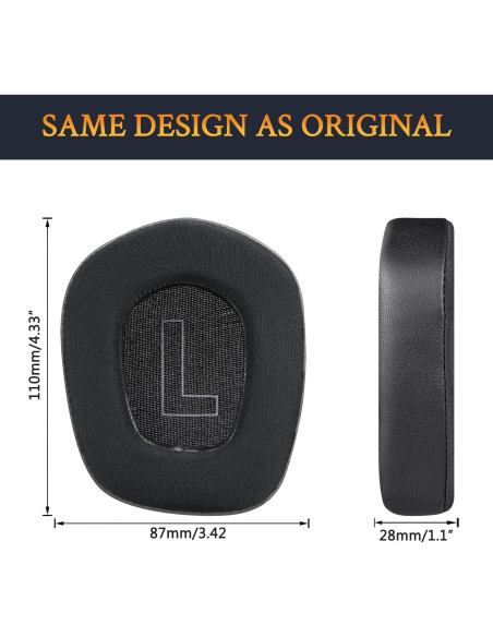 Almohadillas de Gel Refrigerante SOULWIT para Auriculares Logitech G733 G535 G335 - Negro