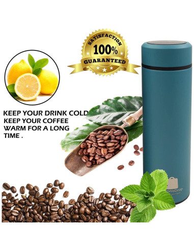 Taza de Viaje Ushopwedrop Azul 500ml Acero Inoxidable Aislada