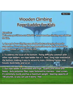 Escalera de Cuerda de Madera Natural NBLOVE 3 en 1 para Niños 2