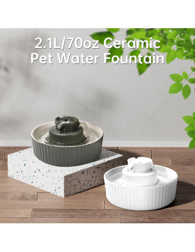 Fuente de Agua Automática para Gatos SgurFin 2.1L Cerámica Gris