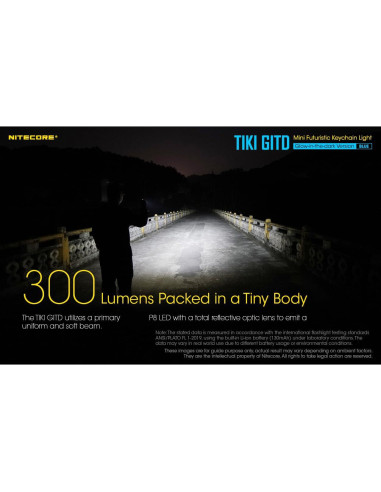 Linterna de Llavero Nitecore Tiki GITD Azul 300 Lúmenes USB-C