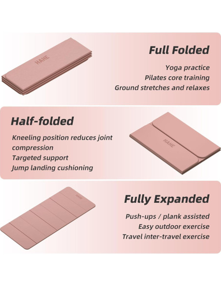 Alfombrilla de Yoga Plegable HAHE Rosa 188x81cm Antideslizante