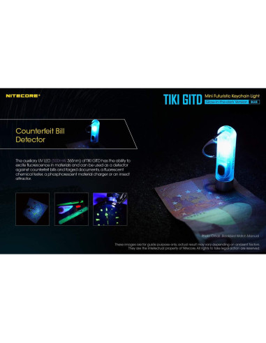 Linterna de Llavero Nitecore Tiki GITD Azul 300 Lúmenes USB-C