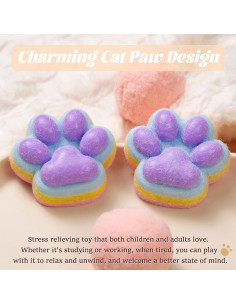 2 Piezas Juguete Aplastable Patita de Gato Arcoíris 141g 2