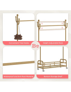 Soporte para Disfraces de Niños Bestier, Altura Ajustable, Dorado 2