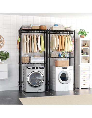 Estante sobre lavadora Golpart 2 niveles ajustable negro