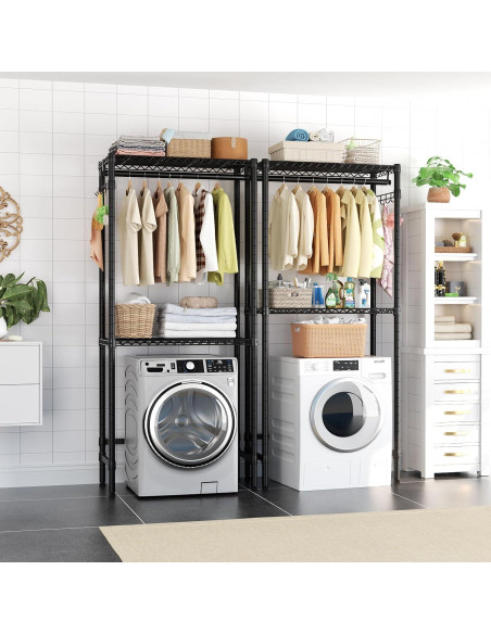 Estante sobre lavadora Golpart 2 niveles ajustable negro