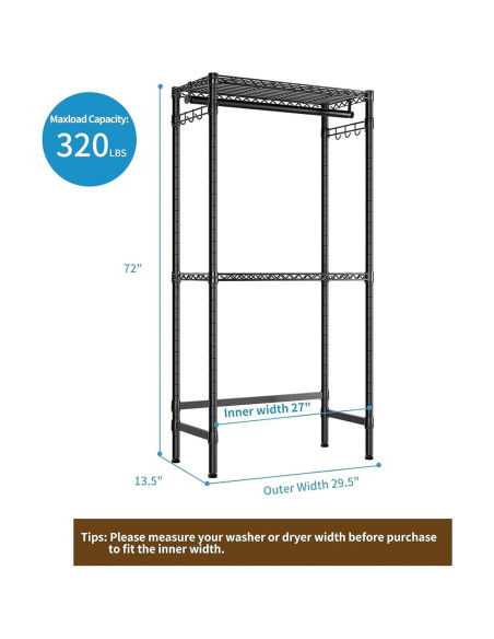 Estante sobre lavadora Golpart 2 niveles ajustable negro