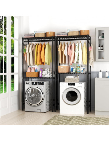 Estante sobre lavadora Golpart 2 niveles ajustable negro