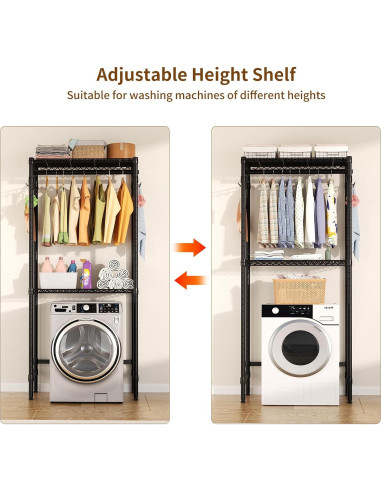 Estante sobre lavadora Golpart 2 niveles ajustable negro