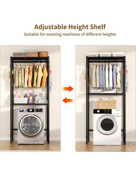 Estante sobre lavadora Golpart 2 niveles ajustable negro