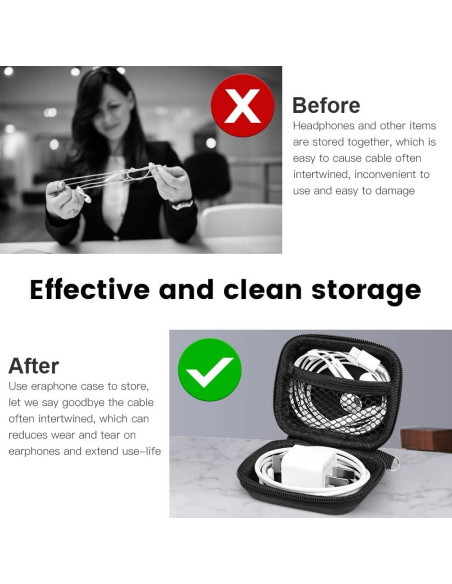 Estuche duro EVA RISETECH para auriculares - Negro - MP-01