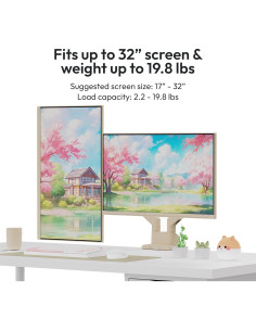 Soporte de brazo para monitor dual Pixio PS1D Beige - Hasta 32" 2