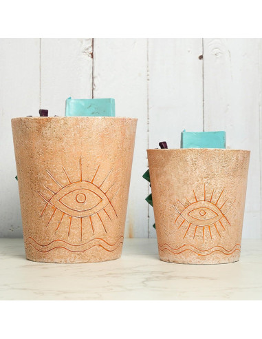 Maceta de Resina BJVF Grande con Drenaje - Cara Abstracta 20cm