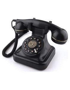 Teléfono de Disco Vintage SIXDEFLY Negro 1960 con Cable