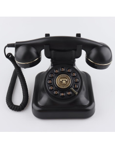 Teléfono de Disco Vintage SIXDEFLY Negro 1960 con Cable 2