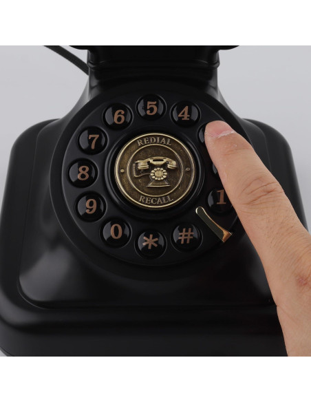 Teléfono de Disco Vintage SIXDEFLY Negro 1960 con Cable