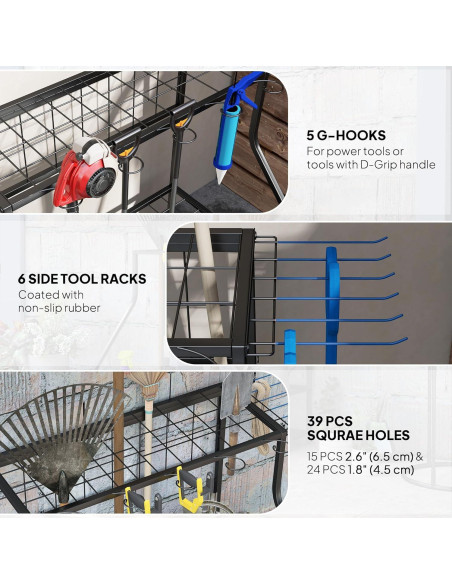 Organizador de Herramientas de Jardín Outsunny 3 Niveles Azul