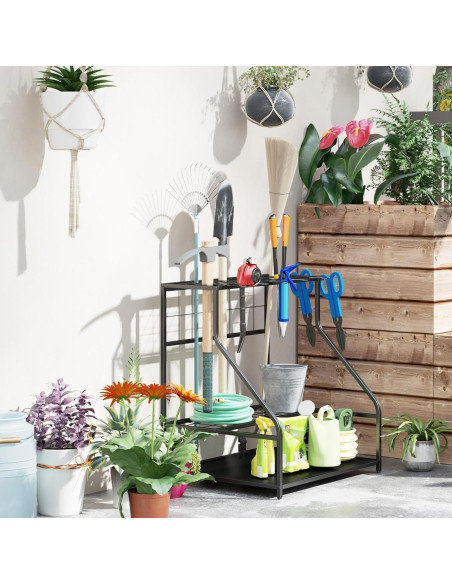 Organizador de Herramientas de Jardín Outsunny 3 Niveles Azul