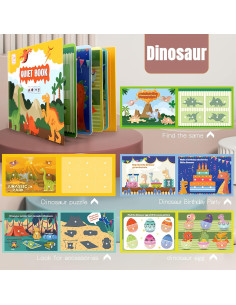 Libro Silencioso Montessori MIKNEKE 4 Paquete Dinosaurio Mar Espacio 2