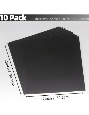 Hojas de Plástico Negro Opaco NEGLEX 12x12" 10 Piezas PET