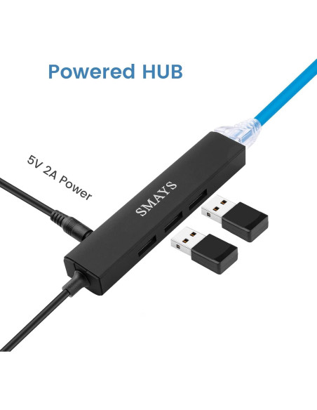Adaptador Ethernet Smays para Android TV 4K - Hub USB 3 Puertos