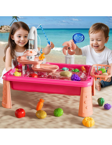 Juguete de Fregadero de Agua Eléctrico NIPLOOOW - Rosa