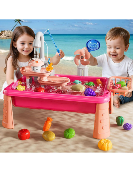 Juguete de Fregadero de Agua Eléctrico NIPLOOOW - Rosa